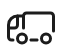 A small black icon of a trailer or cargo container with three wheels, shown on a plain white background.